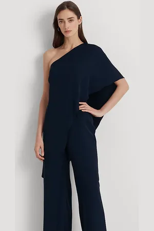 Ralph Lauren Tuta a mantella monospalla in georgette