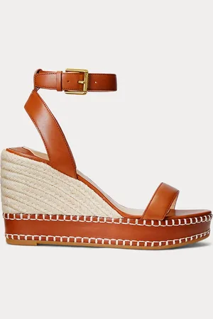 Ralph Lauren Espadrillas Hilarie in pelle brunita