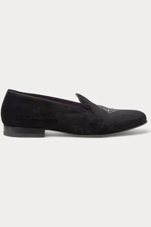 Ralph Lauren Pantofole Alonzo in velluto ricamate