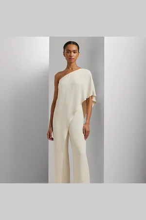 Ralph Lauren Tuta a mantella monospalla in georgette