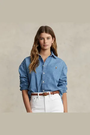 Ralph Lauren Camicia in denim squadrata corta