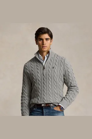 Ralph Lauren Maglia in cotone a trecce con cerniera