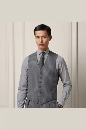 Ralph Lauren Gilet in misto lana a righe fatto a mano