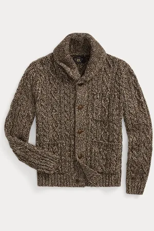 Ralph Lauren Cardigan a punto Aran screziato