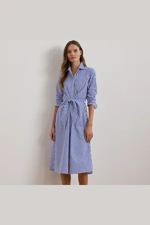 Ralph Lauren Chemisier in popeline a righe con lacci
