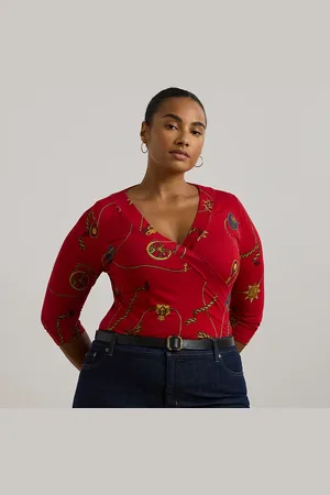 Ralph Lauren Taglie Plus - Maglia in jersey con stampa a cinghie