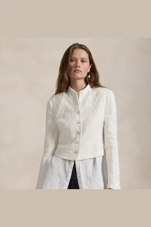 Ralph Lauren Giacca in lino con fiori ricamati