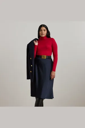Ralph Lauren Taglie Plus - Gonna media in charmeuse di raso