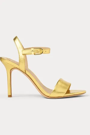 Ralph Lauren Sandali Gwen in cuoio nappa metallizzato