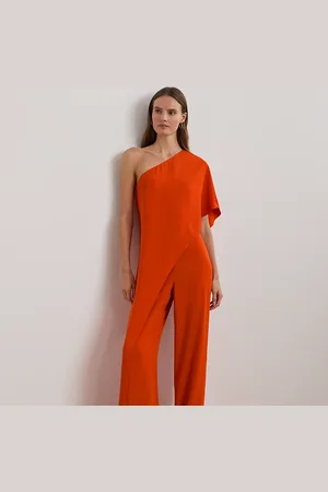 Ralph Lauren Tuta a mantella monospalla in georgette