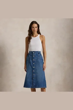 Ralph Lauren Gonna media a trapezio in denim
