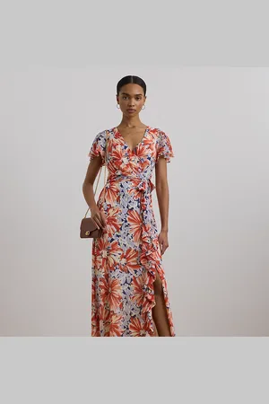 Ralph Lauren Abito a fiori con volant e cintura