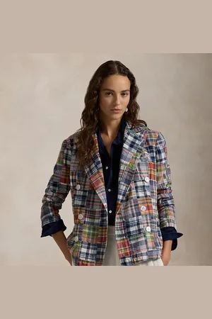 Ralph Lauren Blazer scozzese in cotone a doppio petto