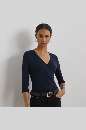 Ralph Lauren Top in jersey con scollo a V incrociato