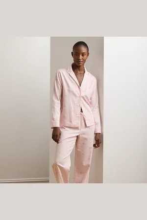 Ralph Lauren Pigiama in rasatello a righe con logo