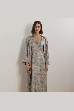 Ralph Lauren Vestaglia in raso a fiori con cintura