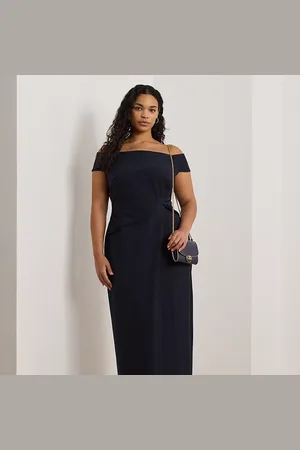 Ralph Lauren Taglie Plus - Abito lungo in crêpe a spalle scoperte