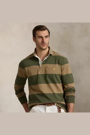 Ralph Lauren Taglie Plus - Maglia rugby con collo kaki Classic-Fit