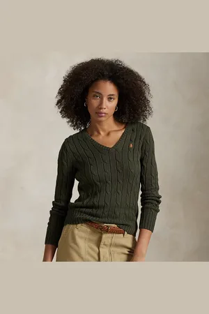 Ralph Lauren Maglia in cotone a trecce con scollo a V