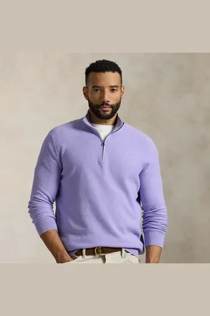 Ralph Lauren Taglie Plus - Maglia in piqué di cotone con cerniera