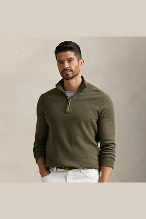 Ralph Lauren Taglie Plus - Maglia in piqué di cotone con cerniera