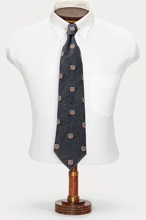 Ralph Lauren Cravatta in denim con scudi ricamati