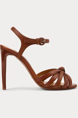 Ralph Lauren Sandali Kieran in vitello brunito 100 mm
