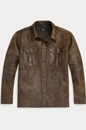 Ralph Lauren Giacca a camicia in pelle invecchiata