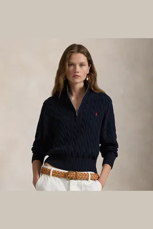 Ralph Lauren Maglia in cotone a trecce con cerniera