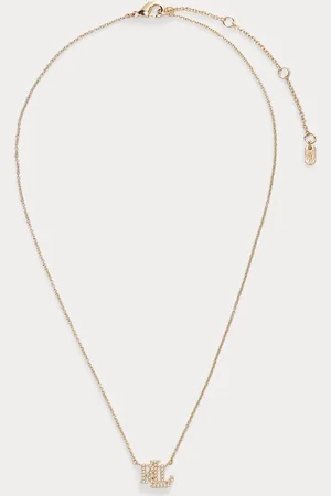 Ralph Lauren Collana con logo pendente e perle