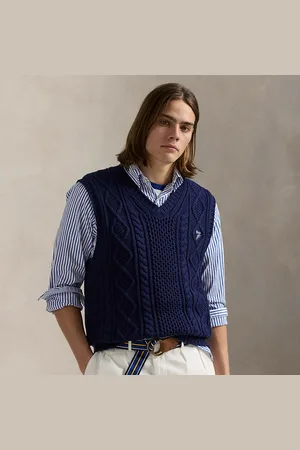 Ralph Lauren Gilet in maglia di cotone a punto Aran