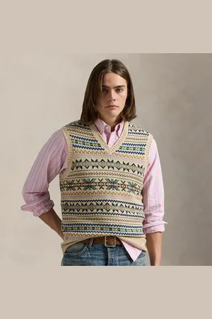 Ralph Lauren Gilet Fair Isle in cotone e cashmere