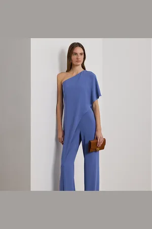 Ralph Lauren Tuta a mantella monospalla in georgette