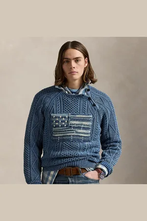 Ralph Lauren Maglia in cotone punto Aran con bandiera