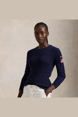 Ralph Lauren Maglia in cotone a trecce con bandiera