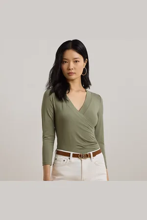 Ralph Lauren Top in jersey con scollo a V incrociato