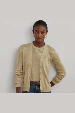 Ralph Lauren Cardigan in misto lino metallizzato