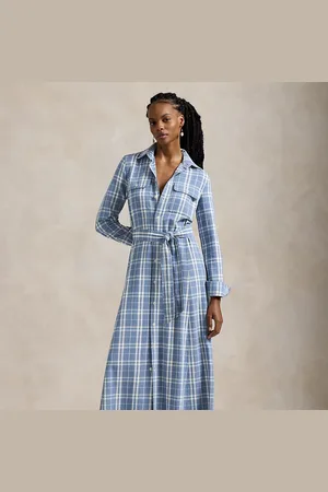 Ralph Lauren Chemisier scozzese in cotone con cintura