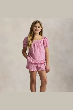 Ralph Lauren Short in cotone a righe con volant