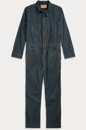 Ralph Lauren Tuta in twill indaco motivo gessato