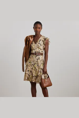 Ralph Lauren Abito in georgette a fiori con volant