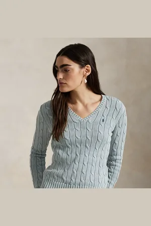 Ralph Lauren Maglia in cotone a trecce con scollo a V