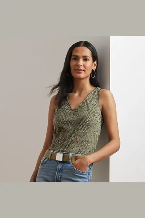 Ralph Lauren Top smanicato in rete con perline