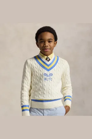 Ralph Lauren Maglia da cricket in cotone con ricami