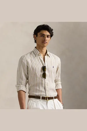 Ralph Lauren Camicia in lino a righe Custom-Fit