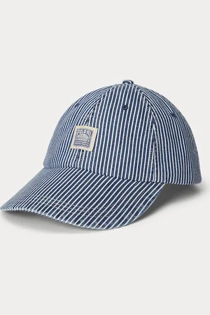 Ralph Lauren Cappellino in denim a righe indaco