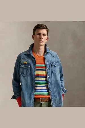 Ralph Lauren Camicia western in denim ricamata
