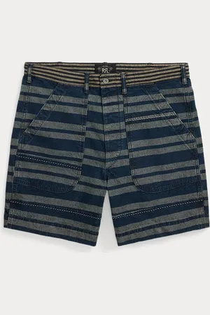Ralph Lauren Short in lino e cotone a righe indaco