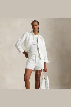Ralph Lauren Short in denim con orlo a taglio vivo