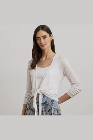 Ralph Lauren Cardigan in lino con chiusura con lacci